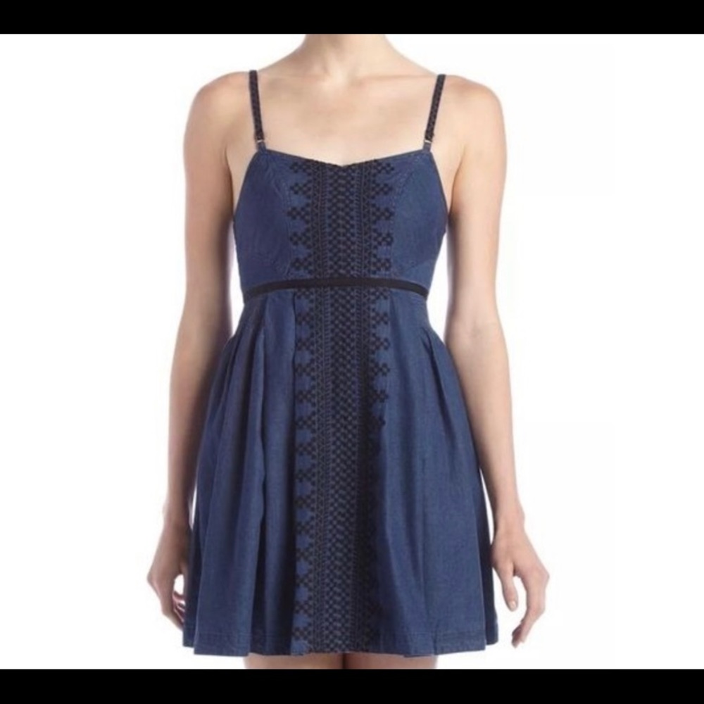 Free People Jean and black embroidered dress